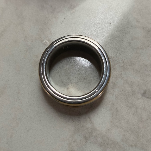 Titanium Spinner band 14GP outer edges CZ - 3 rows 4 batches of 3 CZ per row Sz9 - Picture 7 of 7